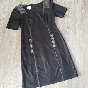 Donna‎ Morgan leather striping black dress Size 8